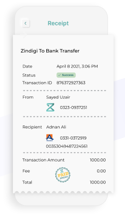 Bank Transfer – Zindigi